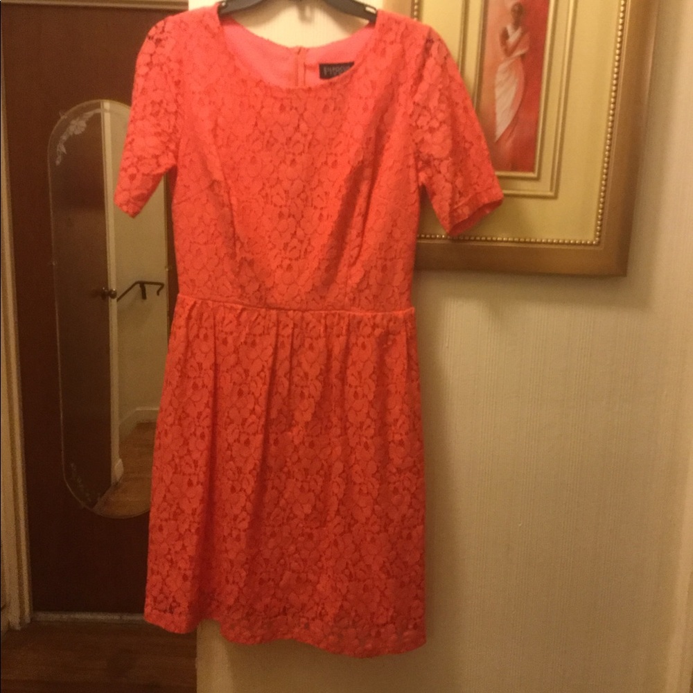 ENFOCUS STUDIO CORAL LACE DRESS, SHORT SLEEVES SZ6